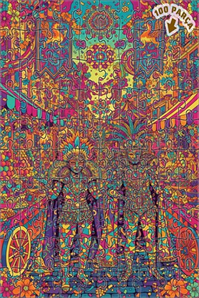 Teona Ahşap شخصيات كرنفال ملونة ذات مظهر زيتوني، لغز خشبي مؤطر بطبقتين 100 قط...