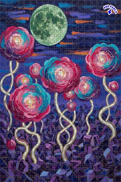 Teona Ahşap زهور ملونة في ضوء القمر الغامض تبدو كالرسم الزيتي 600 قطعة 50x35