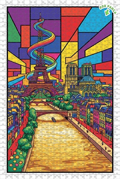 Teona Ahşap برج إيفل ونوتردام، لوحة فنية خشبية ملونة ذات طابقين، 800 قطعة، 70...