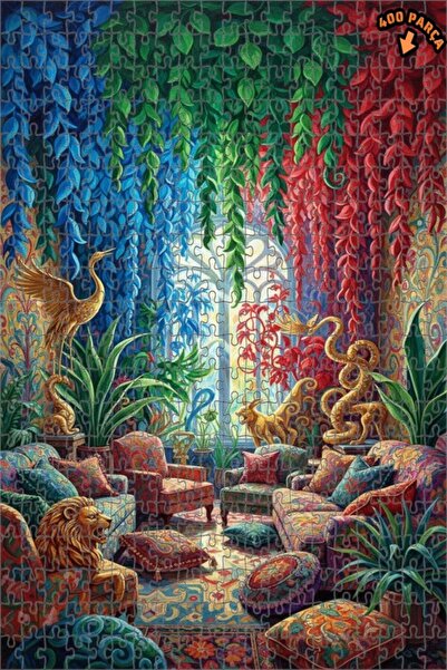 Teona Ahşap لغز خشبي فني بتصميم منزل الغابة السحرية، 400 قطعة، مقاس 35x35