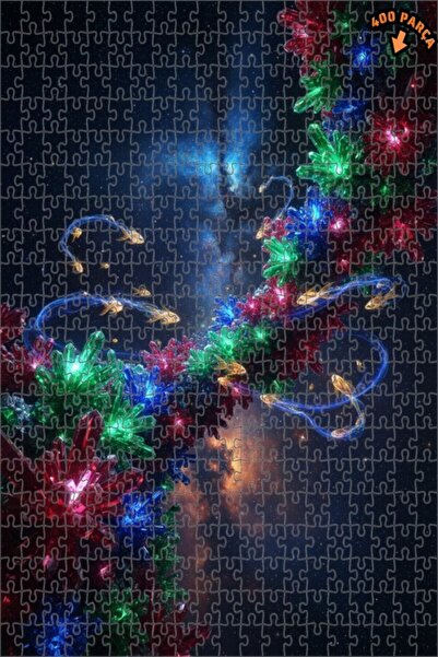 Teona Ahşap لغز خشبي على شكل أسماك كوزميك كريستال، ذو طبقتين، 400 قطعة، 35x35 سم