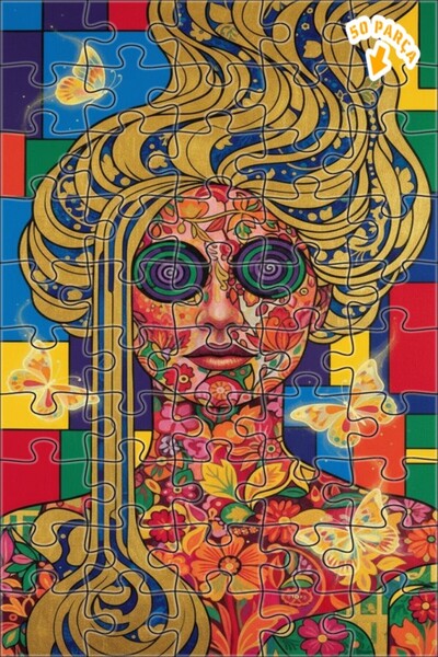 Teona Ahşap لغز خشبي بإطار مزدوج الطبقات من سحر الألوان السايكيديلية 50 قطعة ...