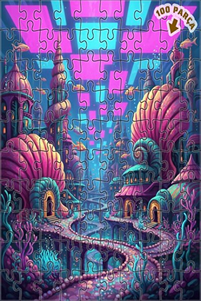 Teona Ahşap لوحة زيتية لمنظر مدينة البحر السحرية 100 قطعة مقاس 25x25