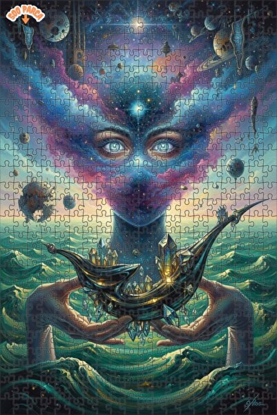 Teona Ahşap لغز خشبي مؤطر بطبقتين على شكل عيون امرأة في الكون، مرسوم بالزيت، ...