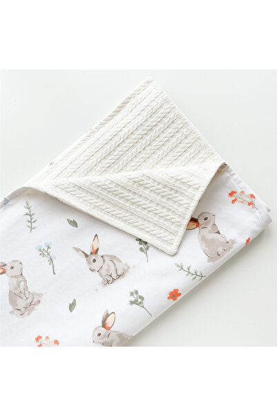 Jaju Baby Tavşan Desenli 110x110 Bebek Battaniyesi – %100 Pamuk, Yumuşacık & ...