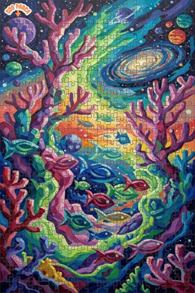 Teona Ahşap لغز خشبي ذو طبقتين من Universal Coral Fish Art مكون من 500 قطعة م...