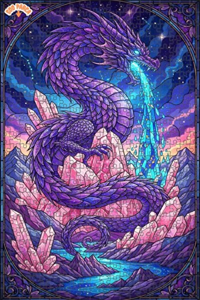 Teona Ahşap Crystal Dragon Art Double Layer Framed Wooden Puzzle 500 Pieces 5...