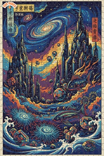 Teona Ahşap لغز خشبي ذو طابقين من سبيس فيش سيتي 500 قطعة 50x30