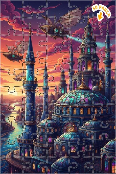 Teona Ahşap لغز خشبي مؤطر من طبقتين من سلسلة مدينة البخار الإمبراطورية 50 قطع...