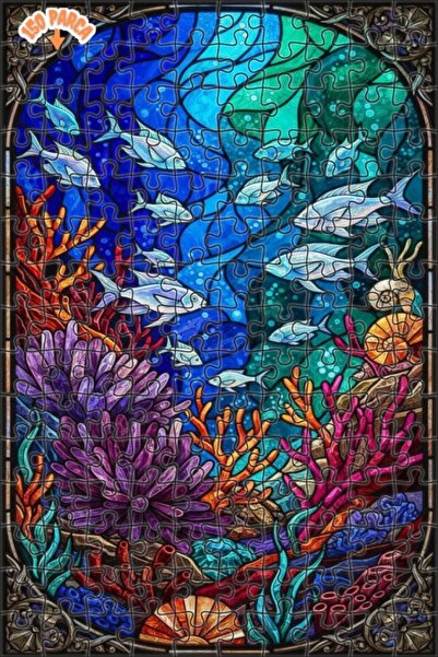 Teona Ahşap لغز خشبي بمنظر ملون للمناظر تحت الماء مع زجاج ملون 150 قطعة 20x30