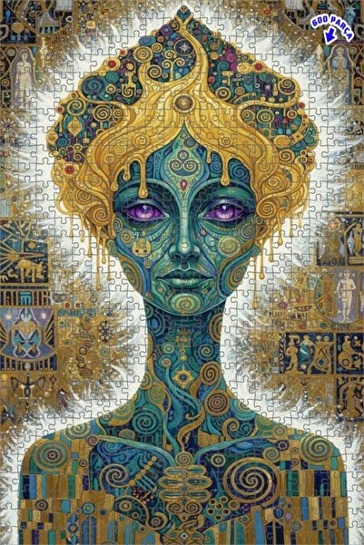 Teona Ahşap لغز خشبي مؤطر ذو طبقتين مستوحى من غوستاف كليمت بورق الذهب، 600 قط...