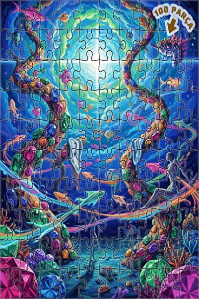 Teona Ahşap لغز خشبي مؤطر ذو طبقتين بمظهر لوحة زيتية رؤيةية من "بحر الأحلام" ...