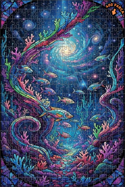 Teona Ahşap لغز خشبي على شكل حصان البحر المجرعي والمرجان الملون ذو مظهر زجاجي...