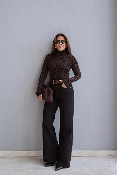 Purple by Banu Kahverengi Lycralı Straight Jean Pantolon