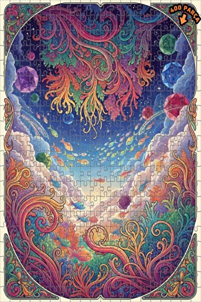 Teona Ahşap لغز خشبي مؤطر ذو طابقين بتصميم فني على شكل رؤية منظرية تحت الماء ...