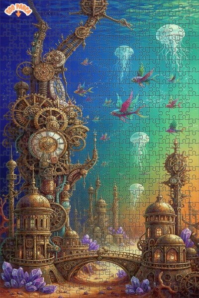 Teona Ahşap لغز خشبي مؤطر ذو طابقين من Steam Power Steampunk Kingdom Under th...