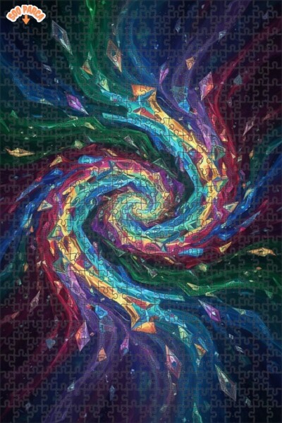 Teona Ahşap Rainbow Galaxy Spiral Appearance Oil Painting Double-Layer Framed...