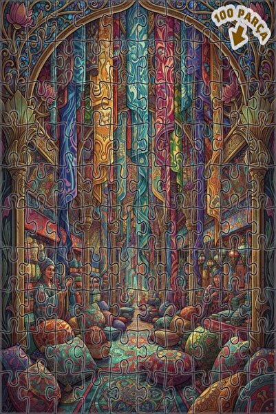 Teona Ahşap Binbir Gece Masalı Renkleri Çift Katlı Çerçeveli Ahşap Puzzle 100...
