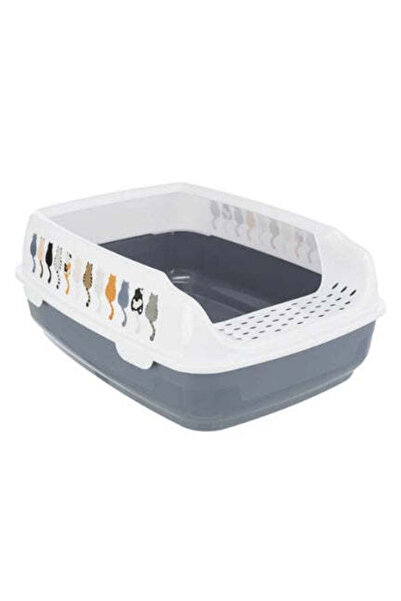 Trixie Delio Cat Litter Tray Rim with Cats Design - GREY/35X20X48CM