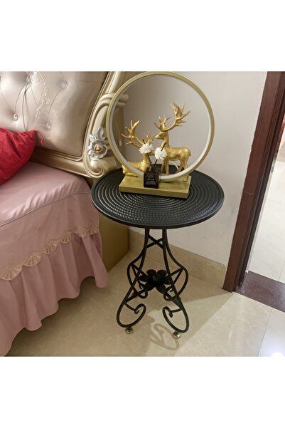 HXDream Vintage Industrial Metal Round Corner Table Compact Space-Saving Desi...