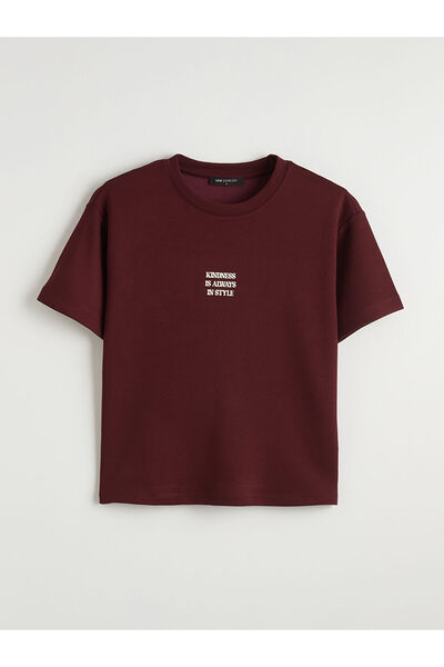 LC Waikiki Plum Crew Neck Printed Women's T-Shirt