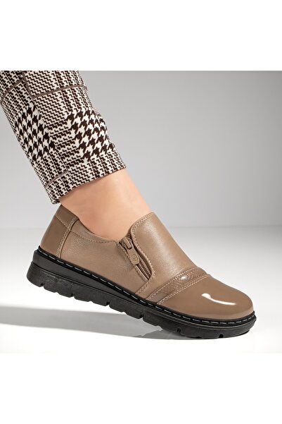 Modlet.ro Women's brown thick-sole casual shoes with zipper MOD12983