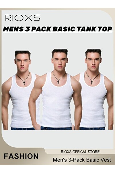 RIOXS Men's 3-Pack Basic Workout Tank Top Set Athletic Muscle Tops Bodybuildi...
