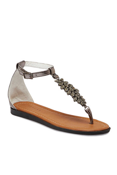 Tergan Gri Hakiki Deri Kadın Sandalet - K25Y1SN68217-L9N