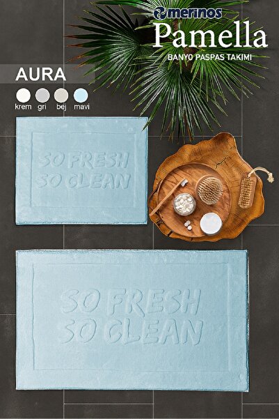 Merinos Pamella 2-Piece Bath Mat Set Aura Blue