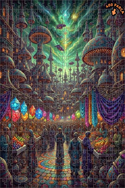 Teona Ahşap لغز خشبي بتصميم سوق الفضاء الرائع، 400 قطعة، مقاس 35x35
