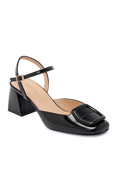 Tergan Siyah Hakiki Rugan Deri Kadın Topuklu Ayakkabı - K25Y1AY67807-A07