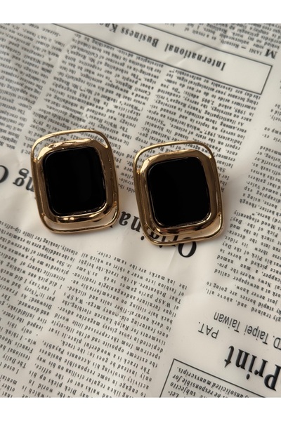 MOD10 Helen Jewerly Hailey siyah dörtgen viral siyah plaka küpe