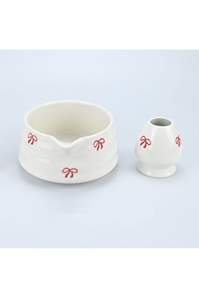 choice2 طقم خفاقة ماتشا مكون من قطعتين/4/5 قطع مزين بفيونكة حمراء، طقم شاي يا...