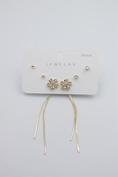 MENESSA مجموعة أقراط متعددة - ذهبي