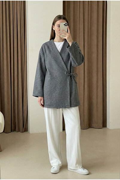 MODAQU Side Tie-Downed Cashmere Kimono - Smoked