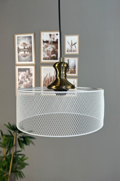 Bamyum Ferix Beyaz Metal Tekli Avize Eskitme Tokmak Başlık Rustik Mutfak Mode...