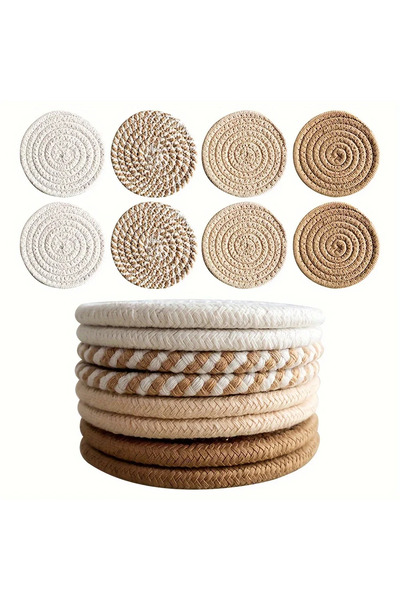 Choice 11 سم، 8 قطع، 4/8 قطع، قواعد أكواب ماصة، قواعد أكواب من قماش القطن بتص...