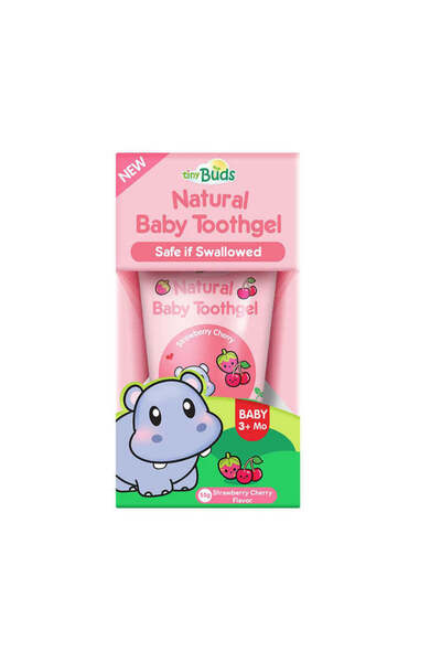 Tiny Buds معجون أسنان للأطفال - المرحلة الأولى - بنكهة الفراولة والكرز