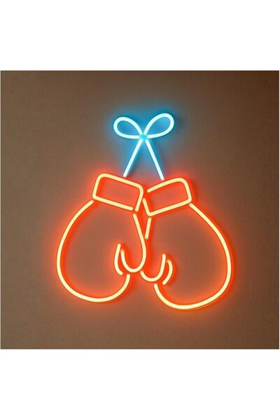 Slasa Hanging Boxing Gloves Neon Sign Wall Art with 6mm Acrylic Base 38 × 33 cm