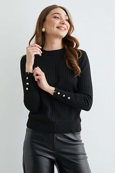 Fulla Moda Corded Crew Neck Knitwear Sweater