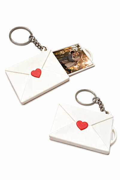 OEM 💌 Kalpli Zarf Tasarımlı Fotoğraflı Anahtarlık | Kişisel Hatıra & Özel Gü...