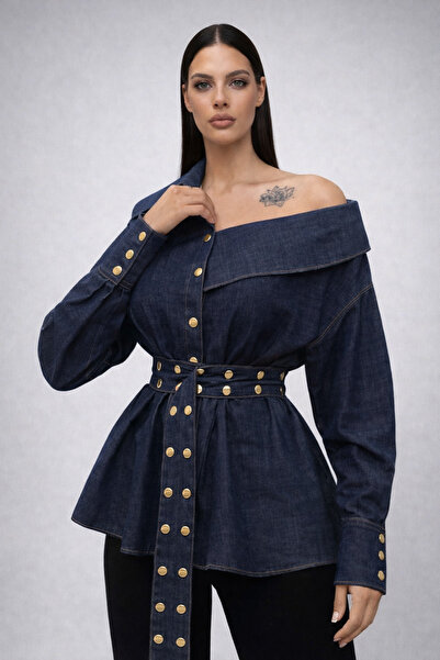 Kedi Fashion Tasarım model kemerli gömlek