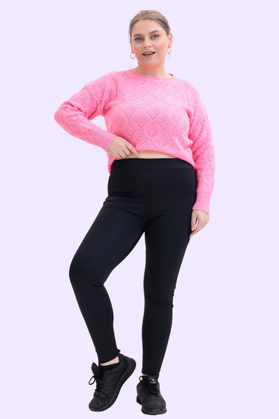 Gizrain Kadın Siyah Yüksek Bel Rahat Kalıp Likralı Toparlayıcı Tayt -Büyük Be...