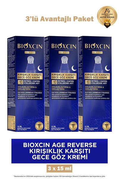 Bioxcin Age Reverse Kırışıklık Karşıtı Gece Göz Kremi 15 ml 3 Adet
