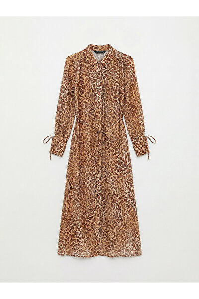 LC Waikiki Φόρεμα-πουκάμισο με σχέδιο Beige Leo Λεοπάρ μοτίβο Mod Μοντάλ από ...
