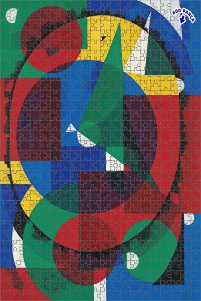 Teona Ahşap لغز خشبي مؤطر بطبقتين بمظهر لوحة زيتية فنية تجريدية هندسية 600 قط...