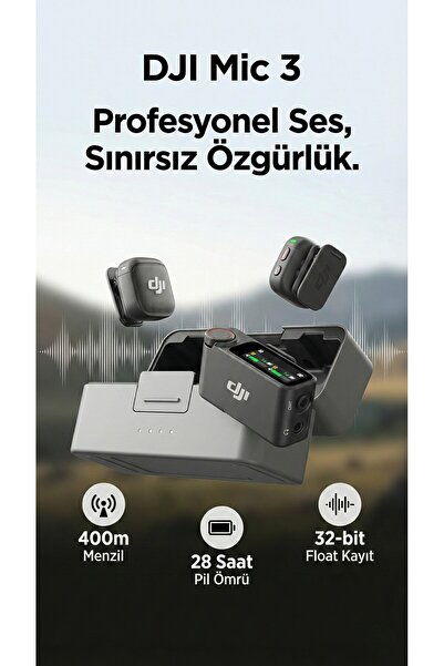 DJI Mic 3 (2 TX + 1 RX + Charging Case) | İthalatçı Garantili