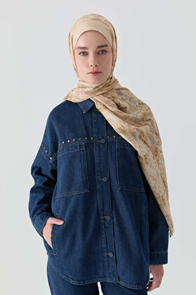 Tuğba Rivet Detaylı Cepli Denim Ceket - Lacivert