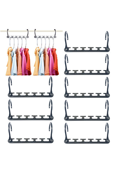 zola Set of 8 plastic organisers for hangers, 23.5x2.5x0.7 cm, grey