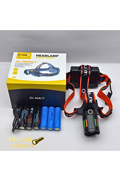 Q-MAX PS-T62 3000 Lumen Head Lamp – 3 x 18650 Backup Batteries – Powerbank